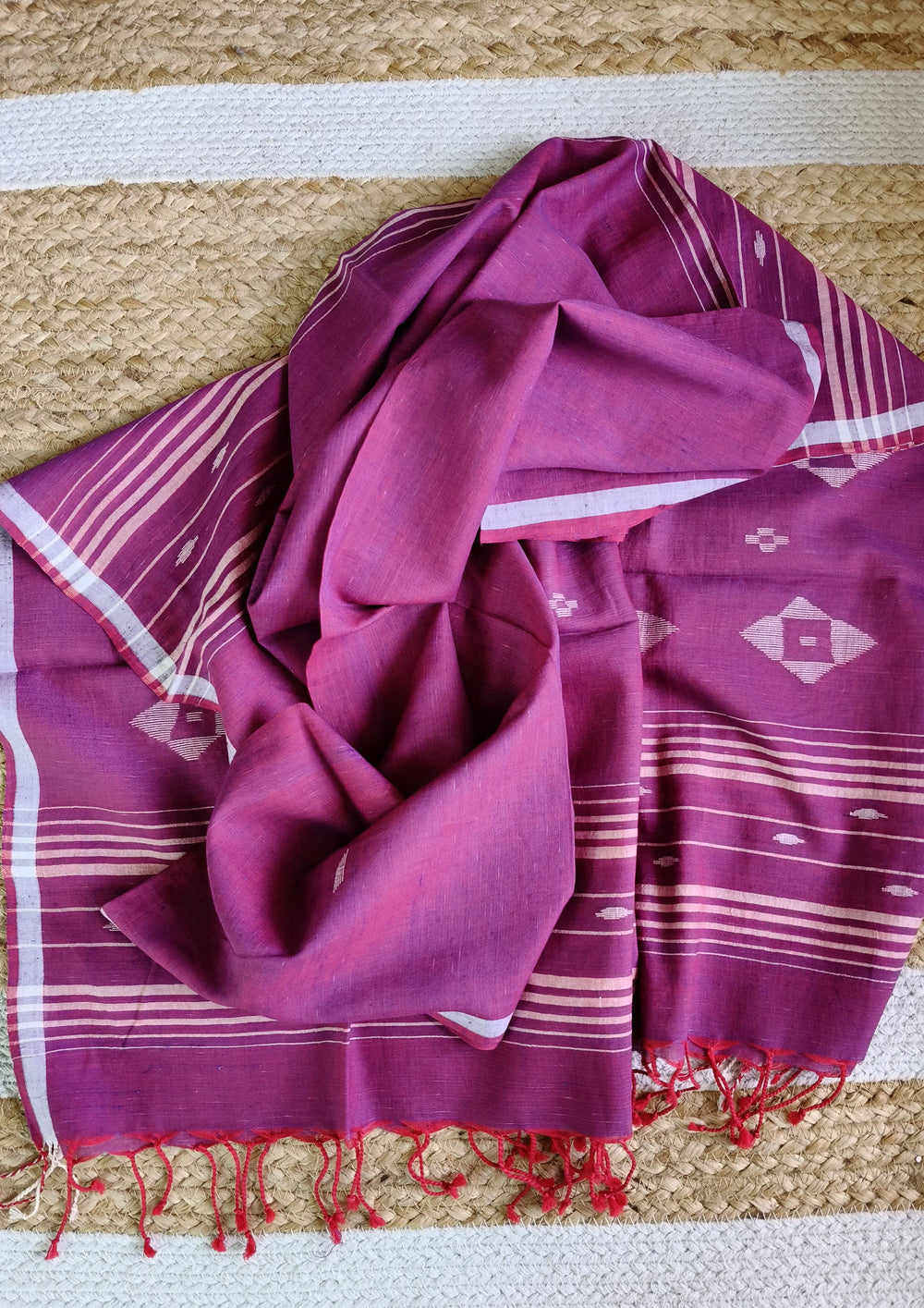 Jamdani Stole - Pink 1 - Wefta