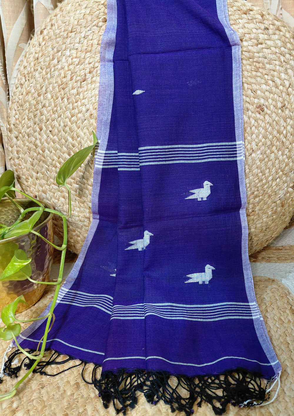 Jamdani Stole - PurpleHJ36 - Wefta