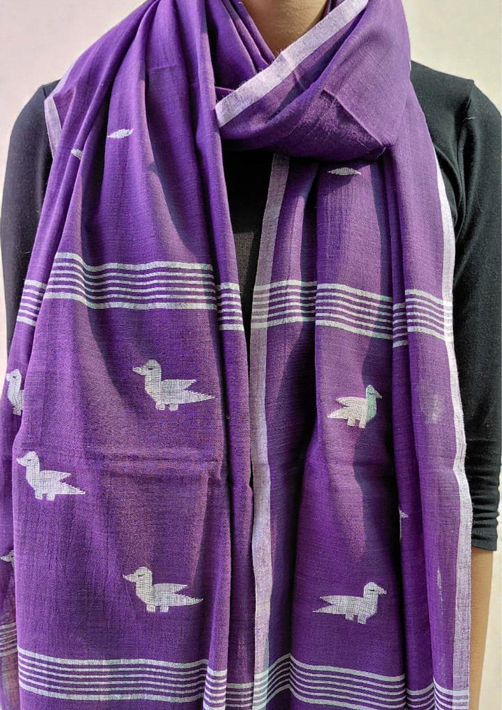 Jamdani Stole - PurpleHJ36 - Wefta