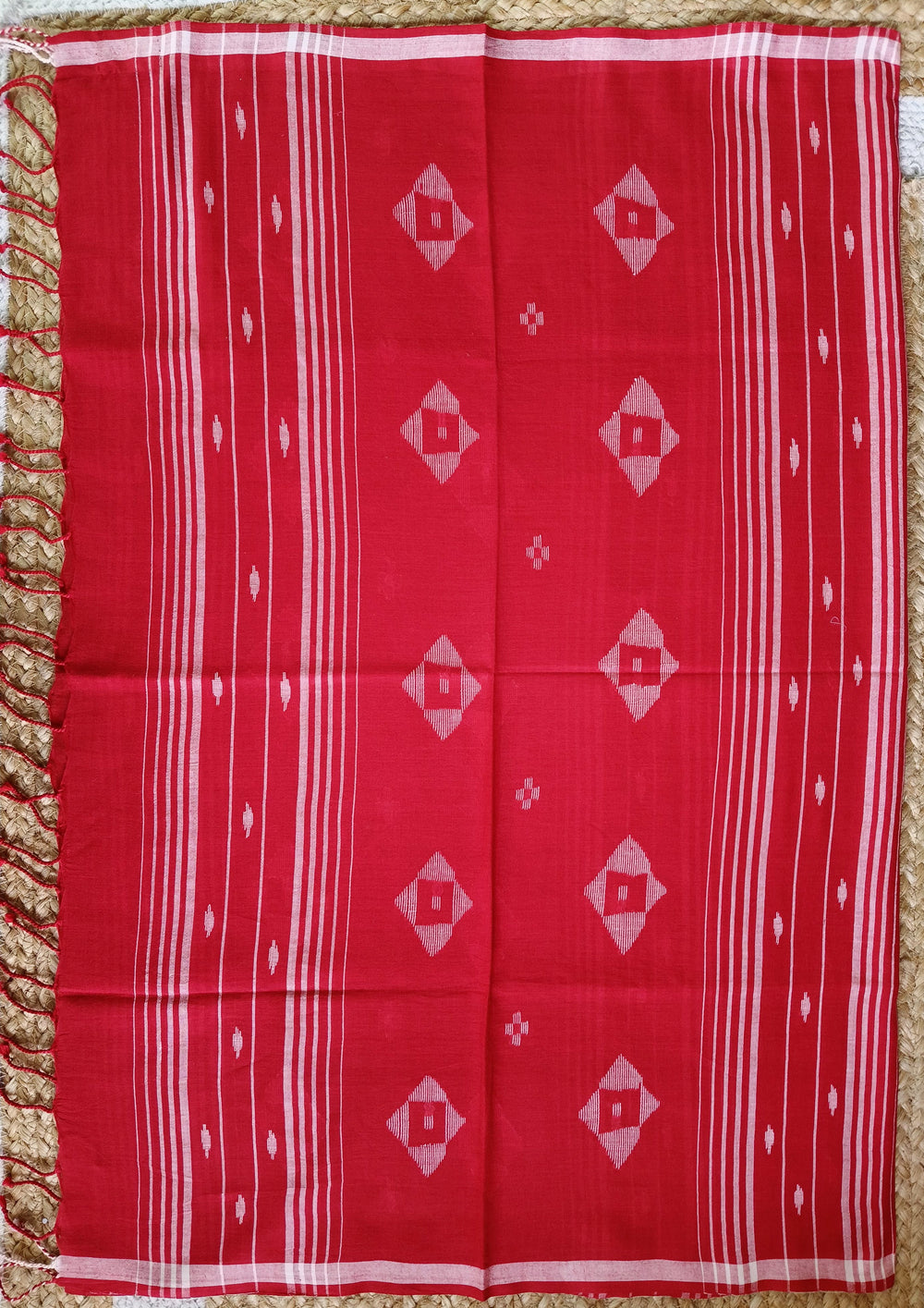 Jamdani Stole - Red 1 - Wefta