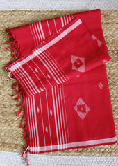 Jamdani Stole - Red 1 - Wefta