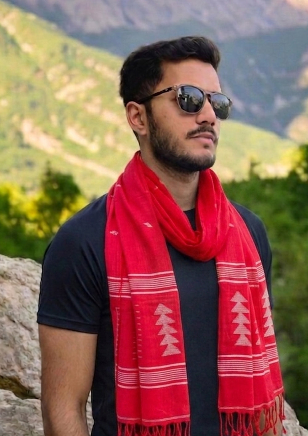 Jamdani Stole - Red 2 - Wefta