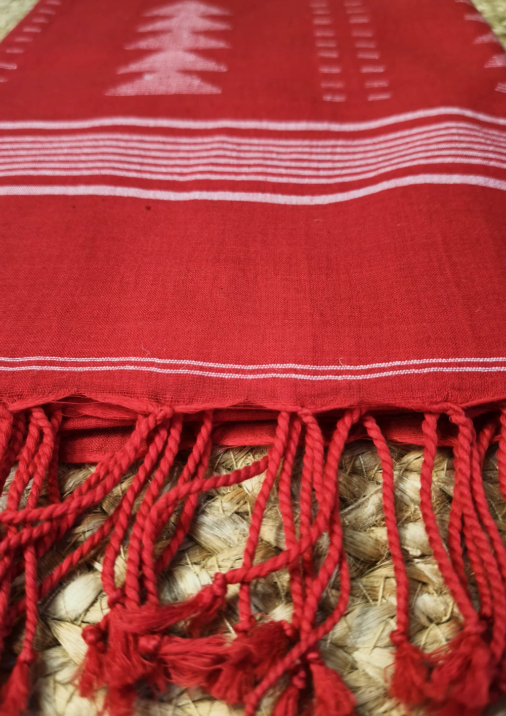 Jamdani Stole - Red 2 - Wefta