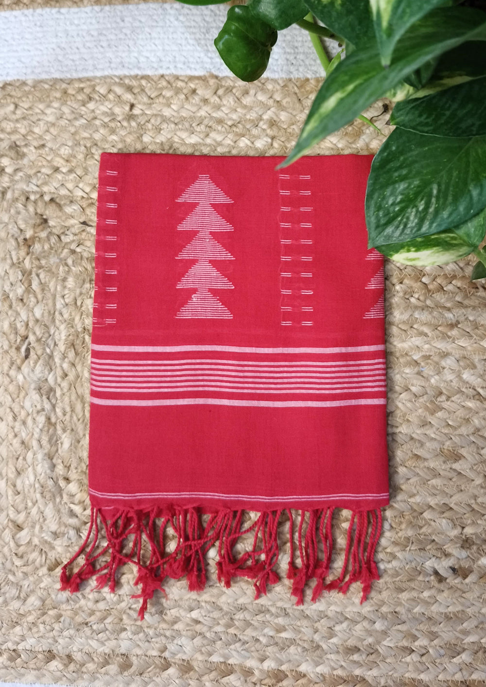 Jamdani Stole - Red 2 - Wefta