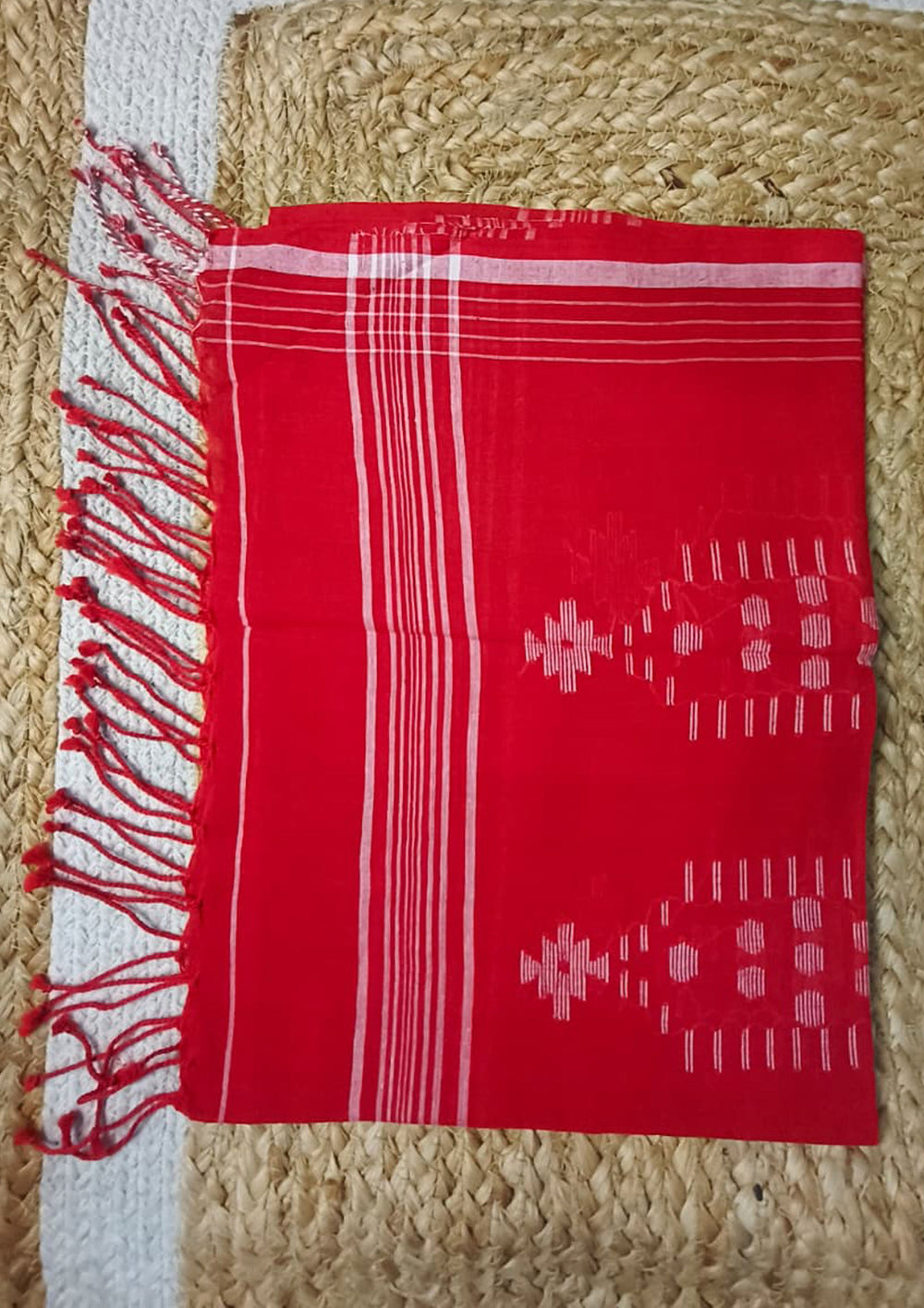 Jamdani Stole - Red HJ22 - Wefta