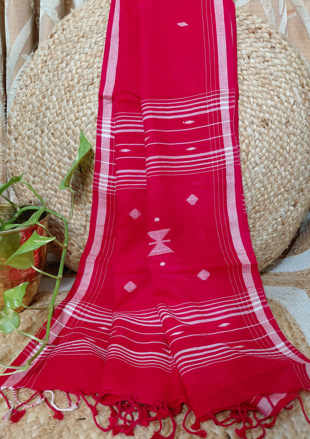 Jamdani Stole - Red HJ31 - Wefta