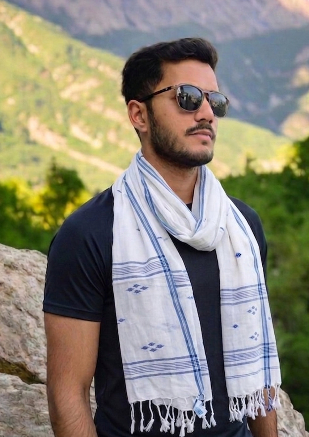 Jamdani Stole - White HJ21 - Wefta