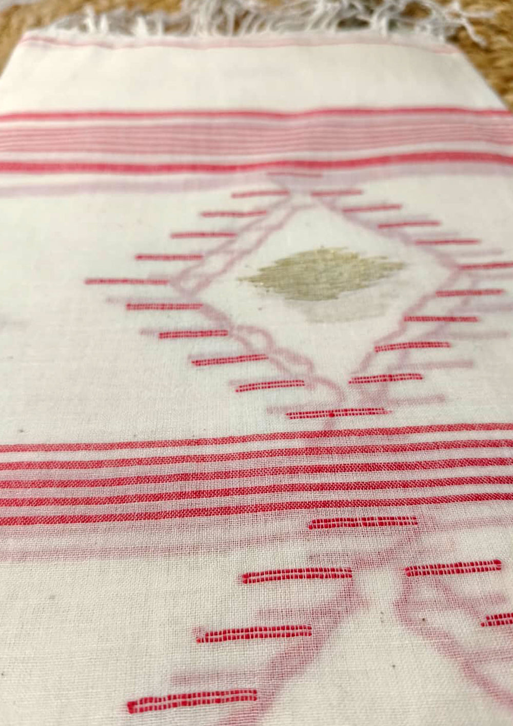 Jamdani Stole - White HJ25 - Wefta