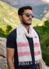 Jamdani Stole - White HJ30 - Wefta