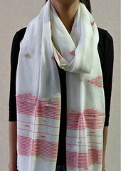 Jamdani Stole - White HJ30 - Wefta