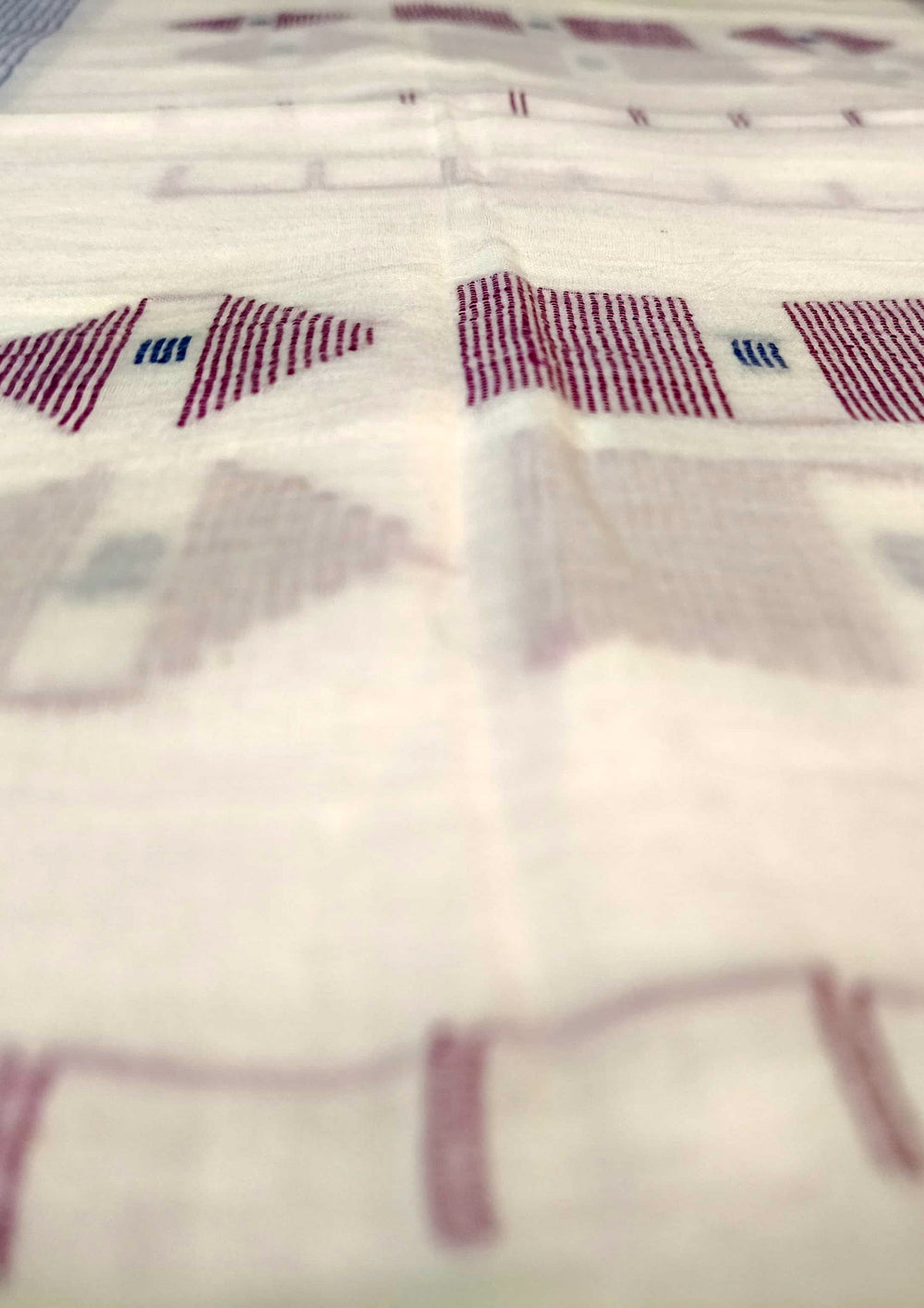 Jamdani Stole - White W4 - Wefta