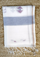 Jamdani Stole - White W4 - Wefta