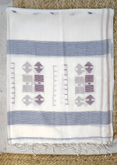 Jamdani Stole - White W4 - Wefta