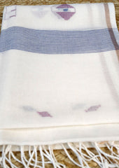 Jamdani Stole - White W4 - Wefta