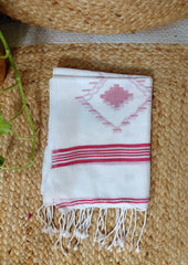 Jamdani Stole - WhiteHJ34 - Wefta