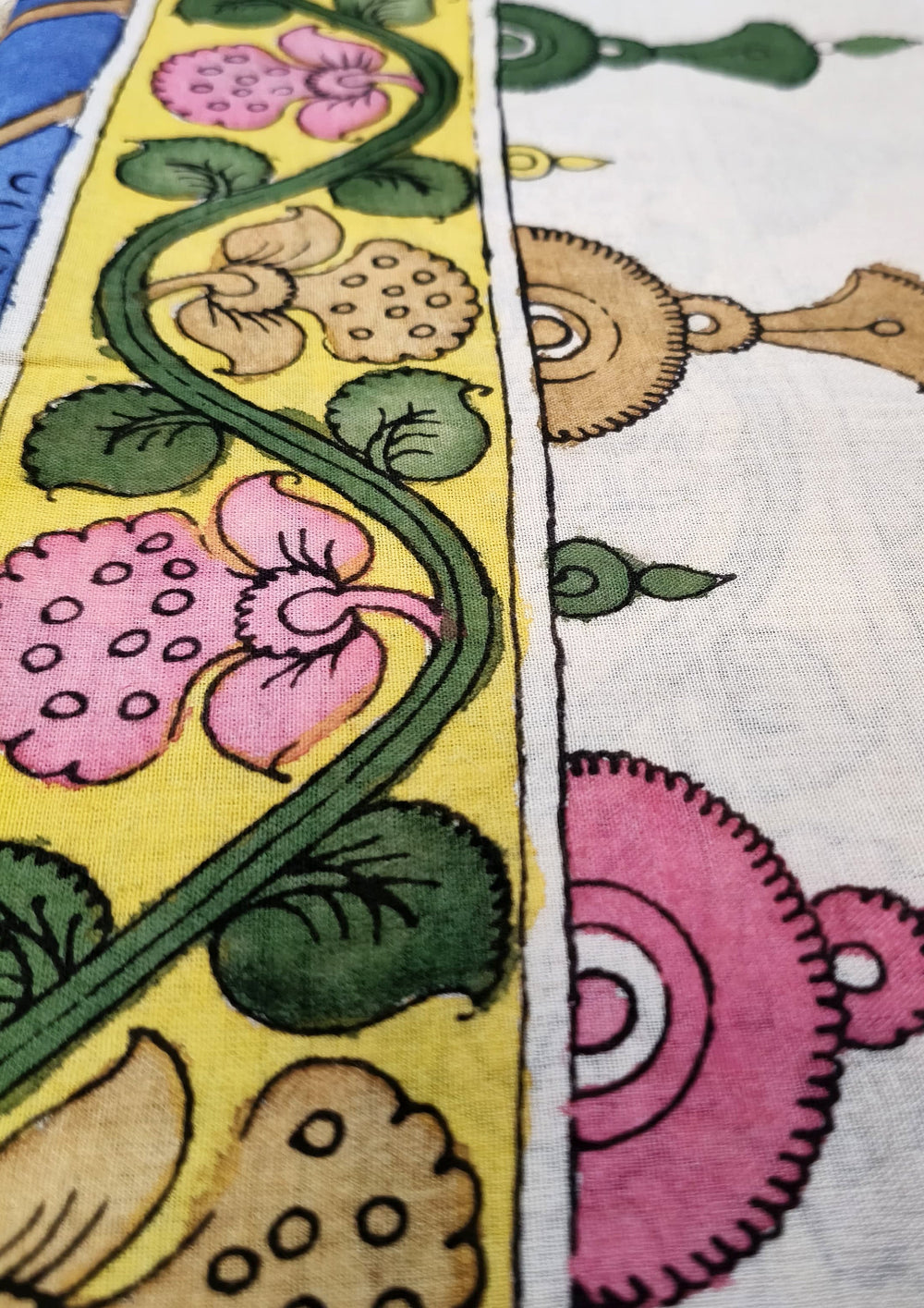 Kalamkari Dupatta - Blue K4 - Wefta