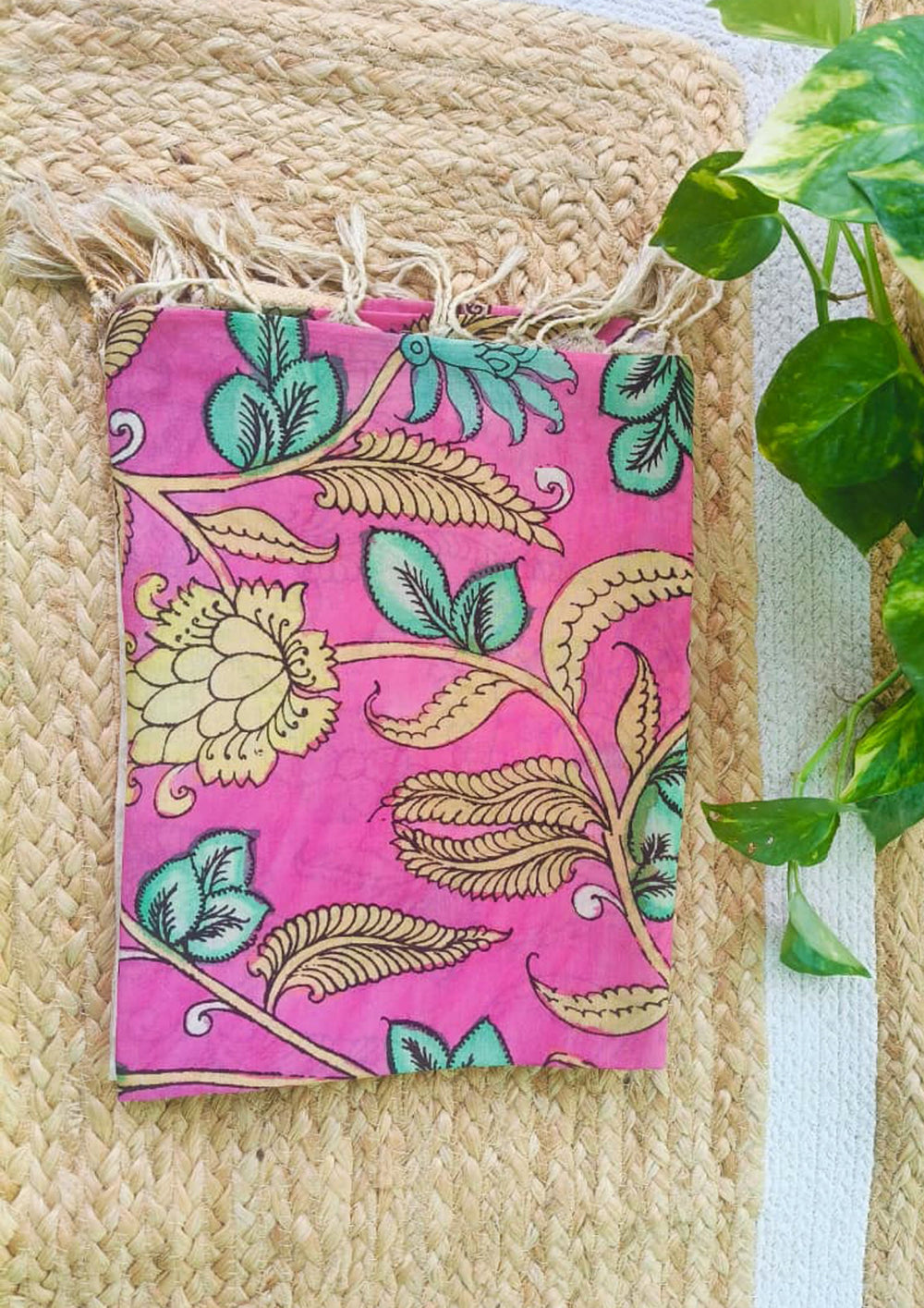 Kalamkari Dupatta - Pink K6 - Wefta