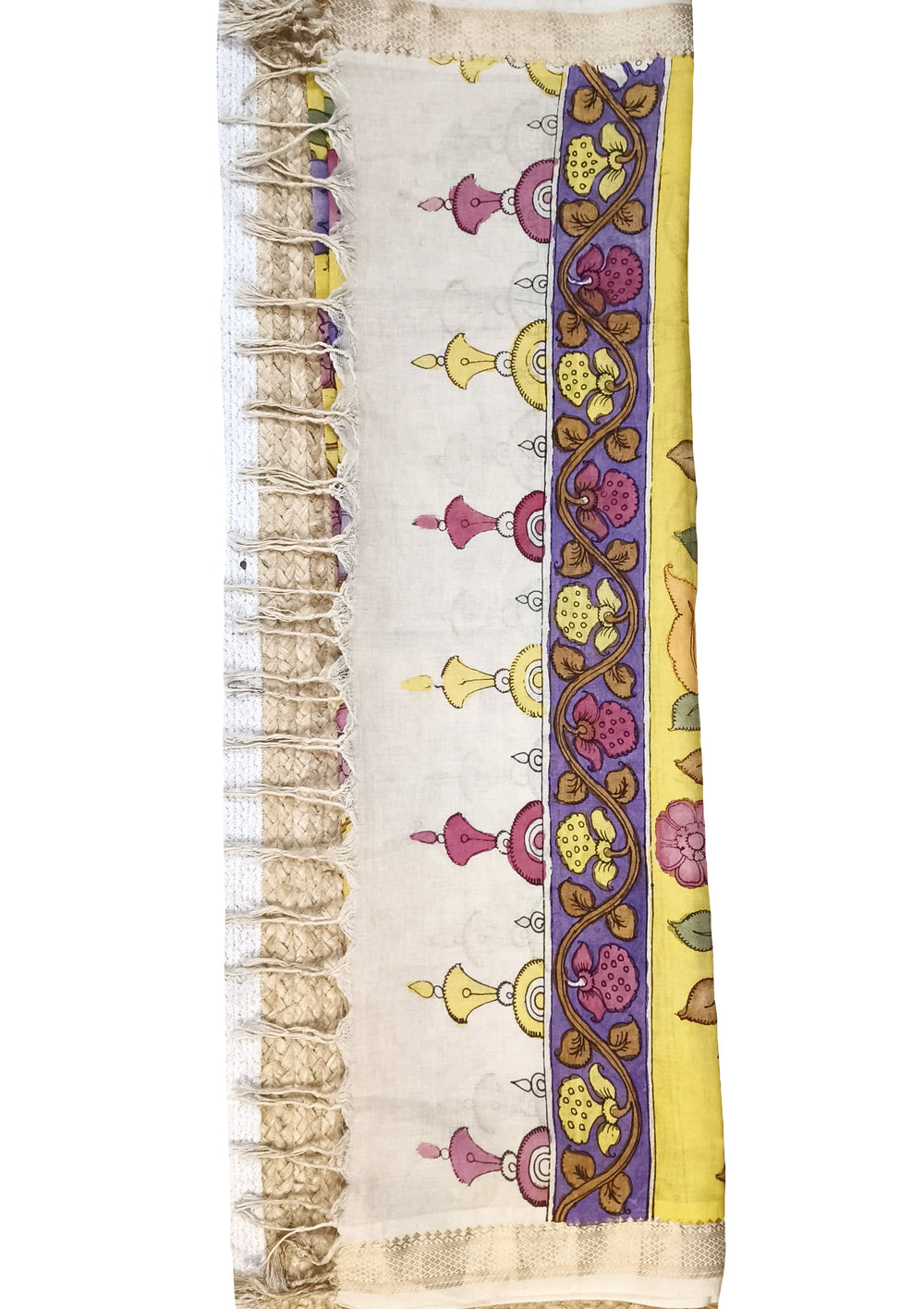 Kalamkari Dupatta - Yellow K2 - Wefta