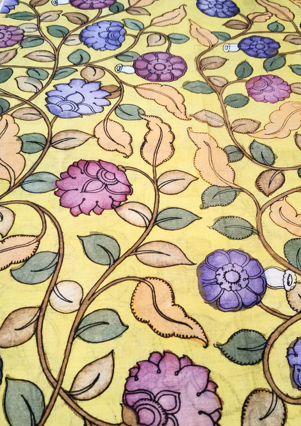 Kalamkari Dupatta - Yellow K2 - Wefta