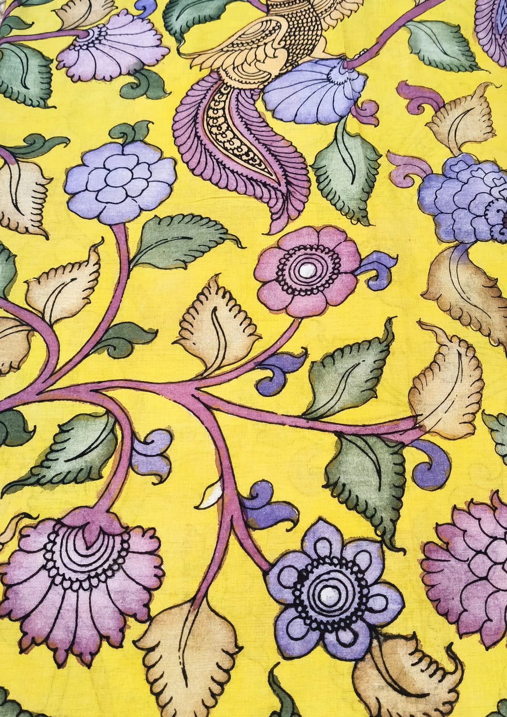 Kalamkari Dupatta - Yellow K5 - Wefta