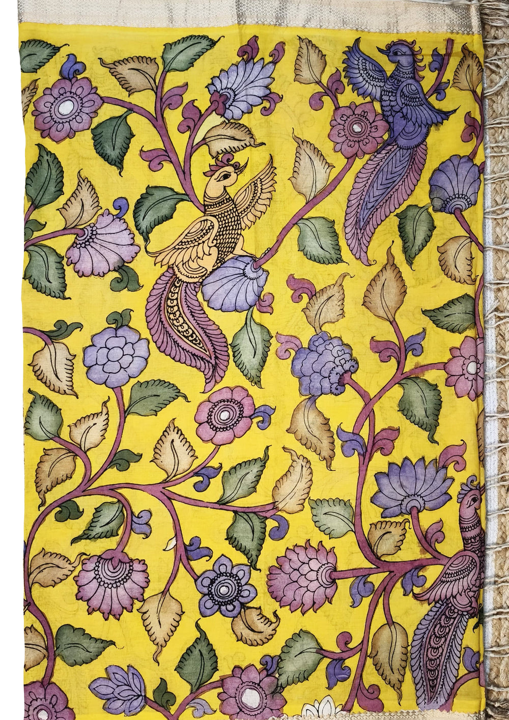 Kalamkari Dupatta - Yellow K5 - Wefta