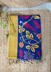 Kalamkari Handpainted Dupatta - Blue K15 - Wefta