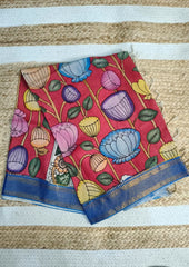 Kalamkari Handpainted Dupatta - Red K11 - Wefta