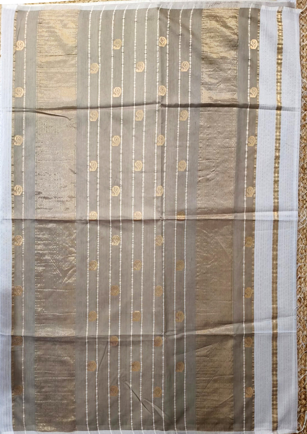 Maheshwari Saree - M1 White Beige - Wefta