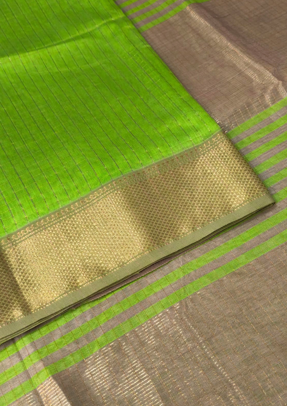 Maheshwari Saree - M2 Lime Green - Wefta