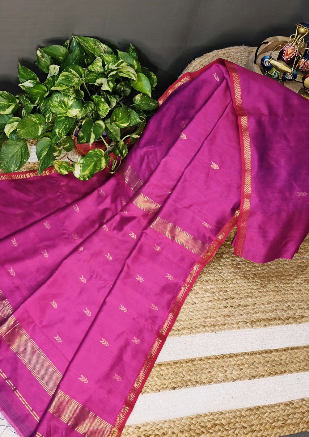 Maheshwari Saree- M3 Pink - Wefta