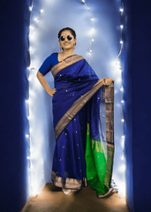 Maheshwari Saree - M4 Blue Green - Wefta