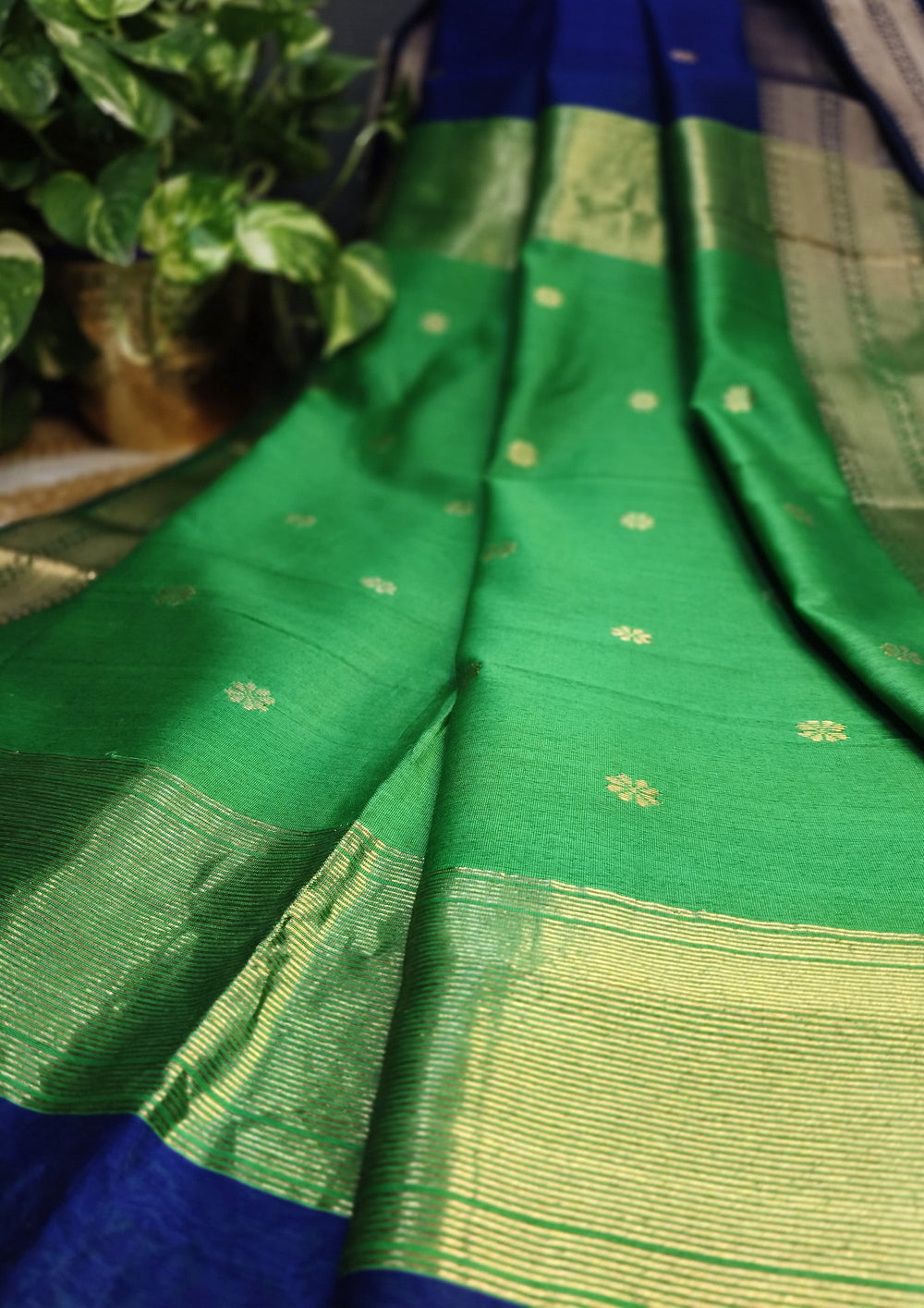Maheshwari Saree - M4 Blue Green - Wefta