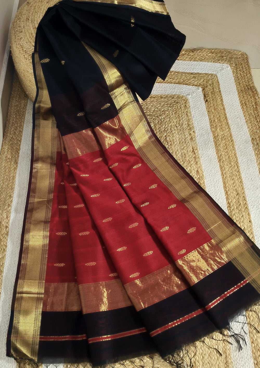 Maheshwari Saree - M6 Black - Wefta