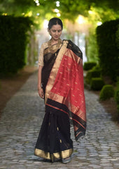 Maheshwari Saree - M6 Black - Wefta