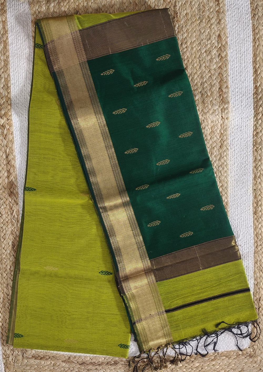 Maheshwari Saree - M7 Lime green - Wefta