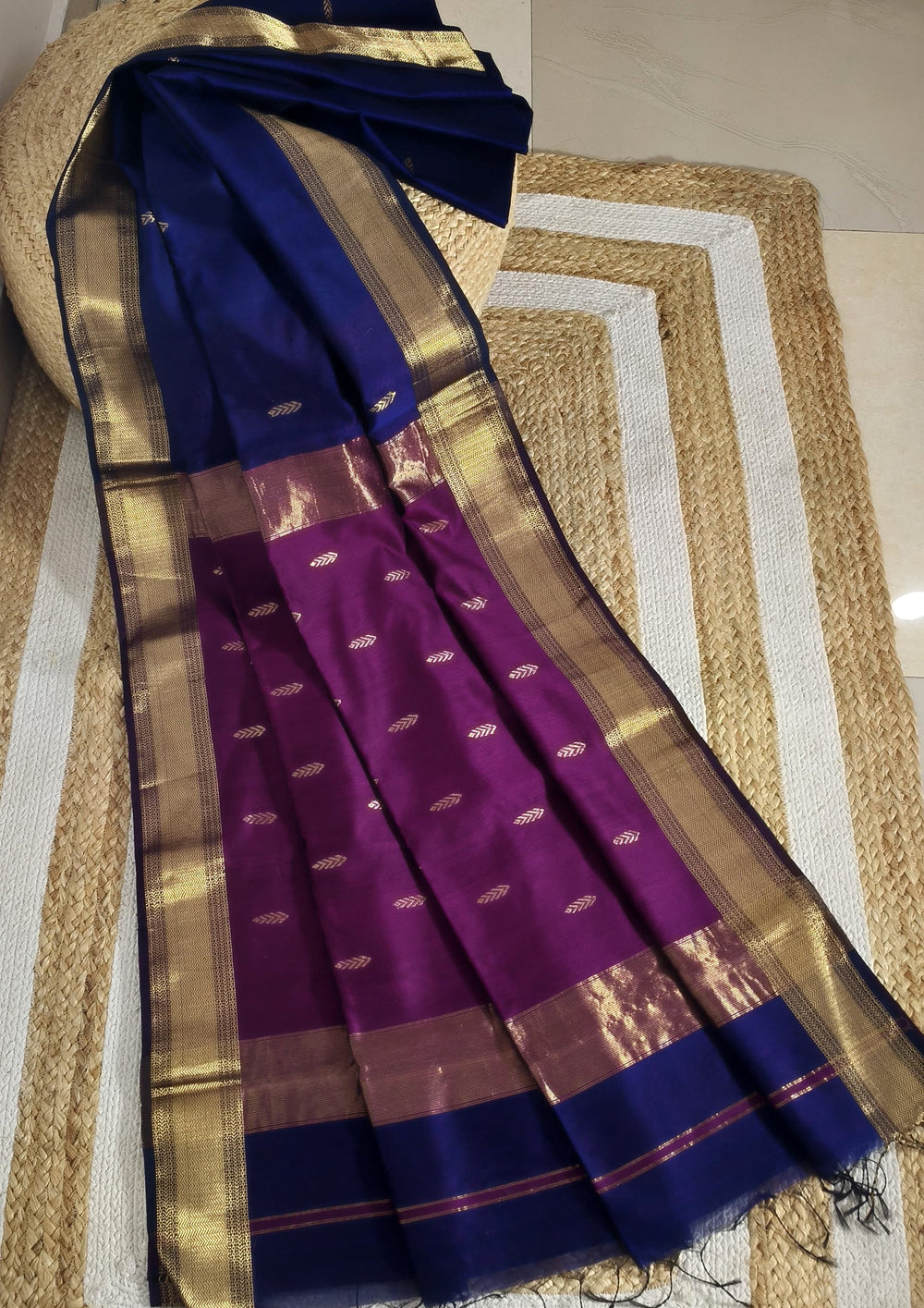 Maheshwari Saree - M8 Blue - Wefta