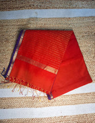 Maheshwari Saree- Red Orange MM03 - Wefta