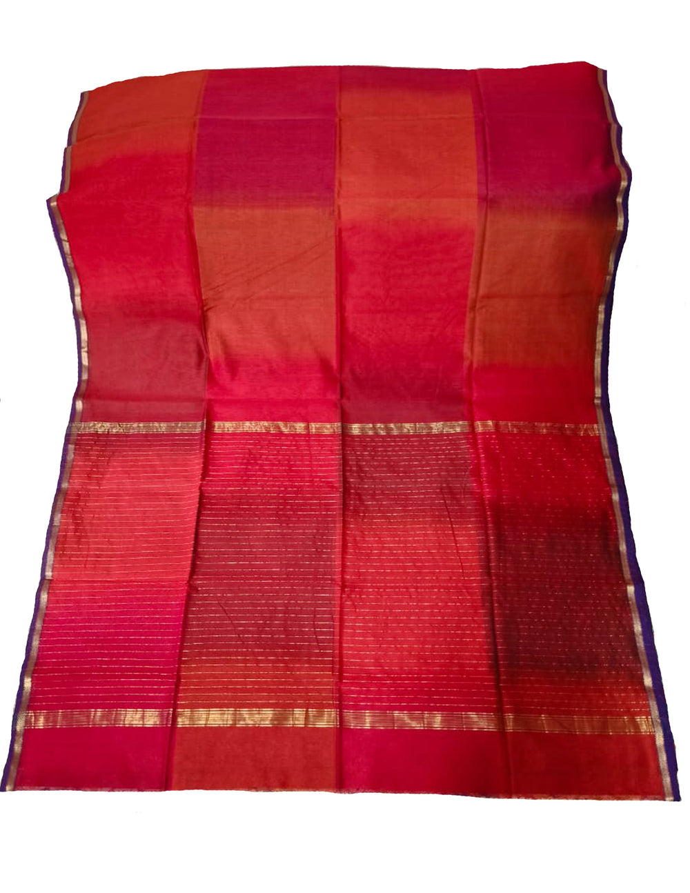 Maheshwari Saree- Red Orange MM03 - Wefta