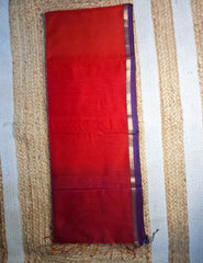 Maheshwari Saree- Red Orange MM03 - Wefta