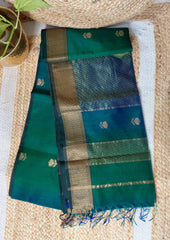 Maheshwari silk saree - Blue Green M10 - Wefta