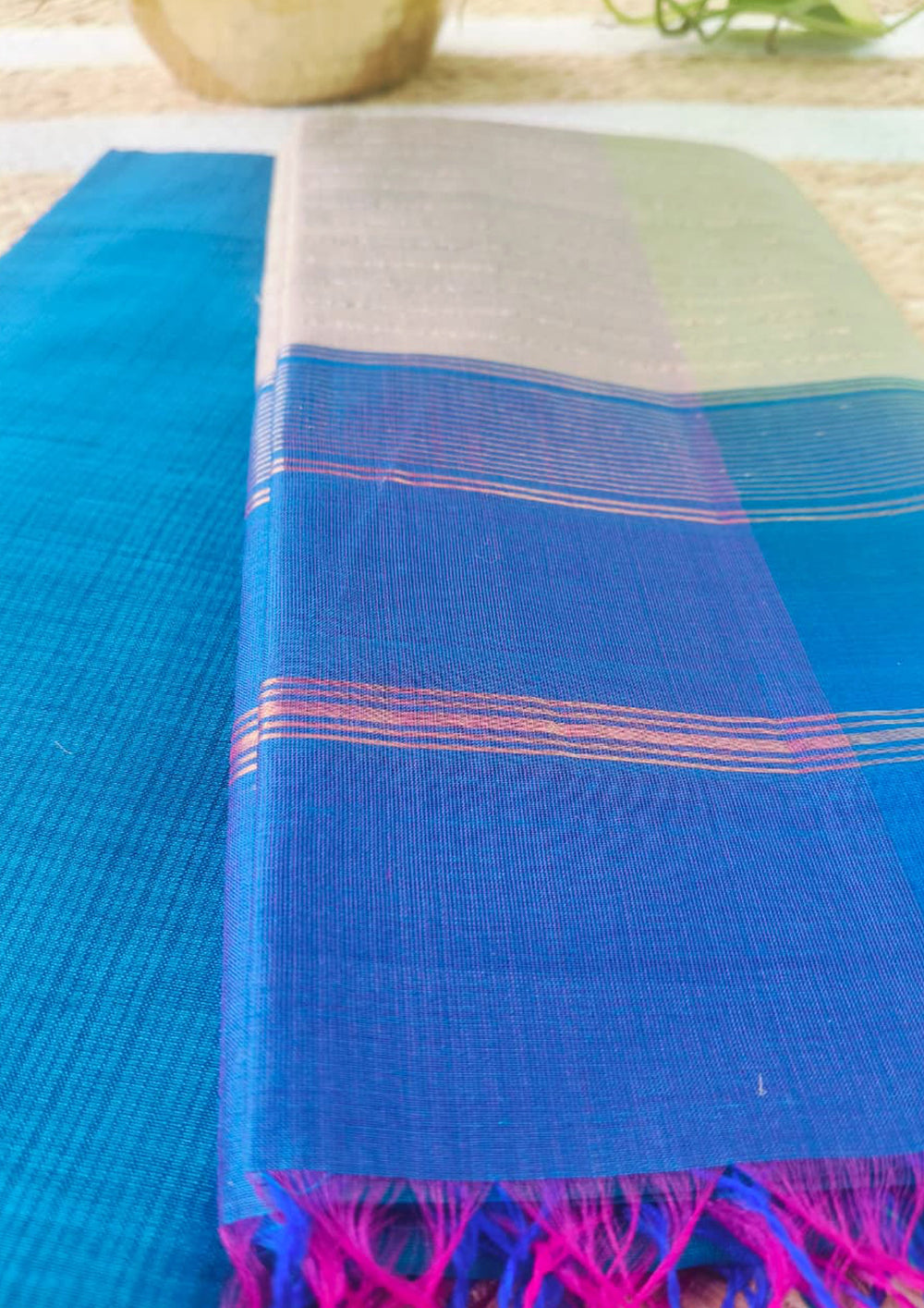 Maheshwari Silk Suit Set - Blue M17 - Wefta