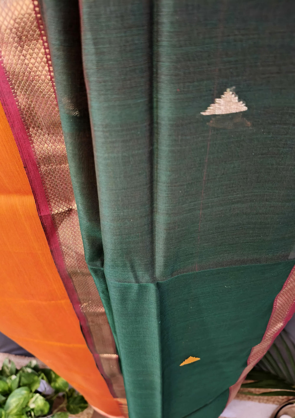 Maheshwari Silk Suit Set - Buti Mustard Yellow - Wefta