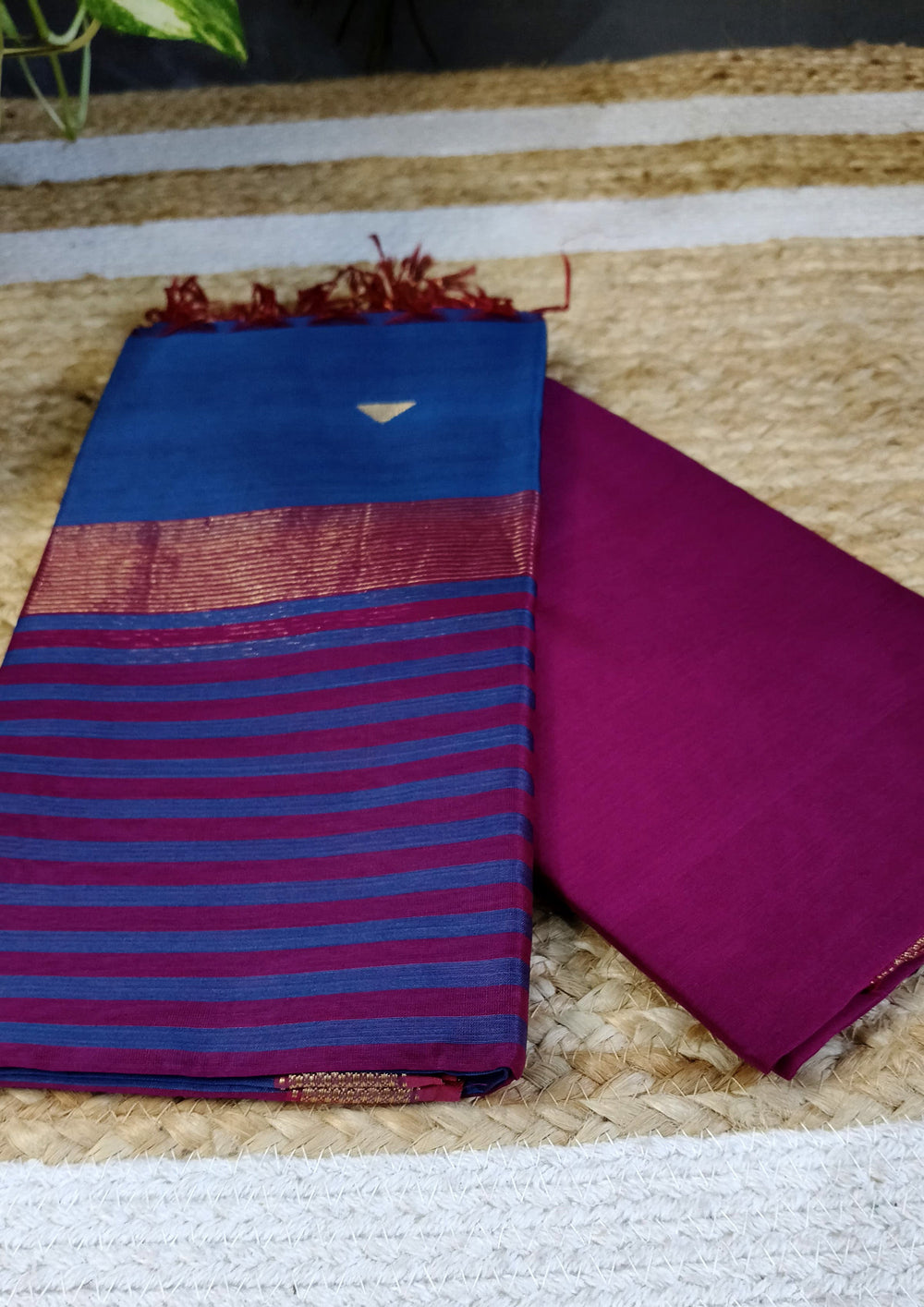 Maheshwari Silk Suit Set - Buti Pink1 - Wefta