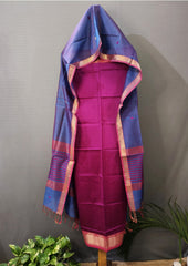 Maheshwari Silk Suit Set - Buti Pink1 - Wefta