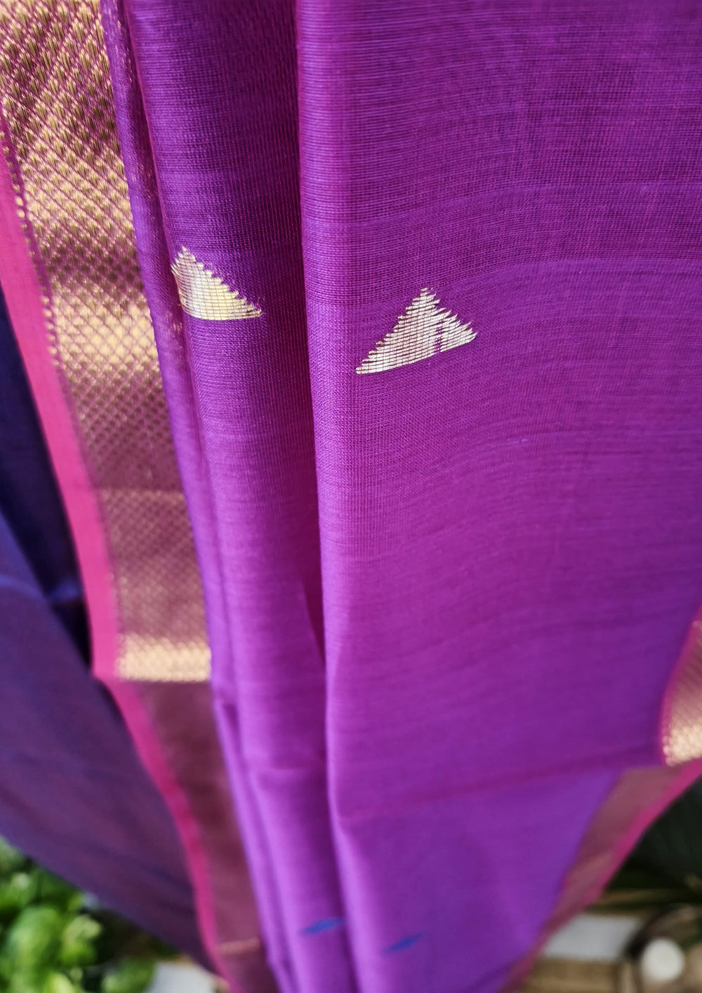 Maheshwari Silk Suit Set - Buti Purple - Wefta