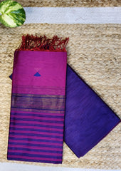 Maheshwari Silk Suit Set - Buti Purple - Wefta
