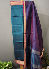 Maheshwari Silk Suit Set - Buti Turqoise - Wefta