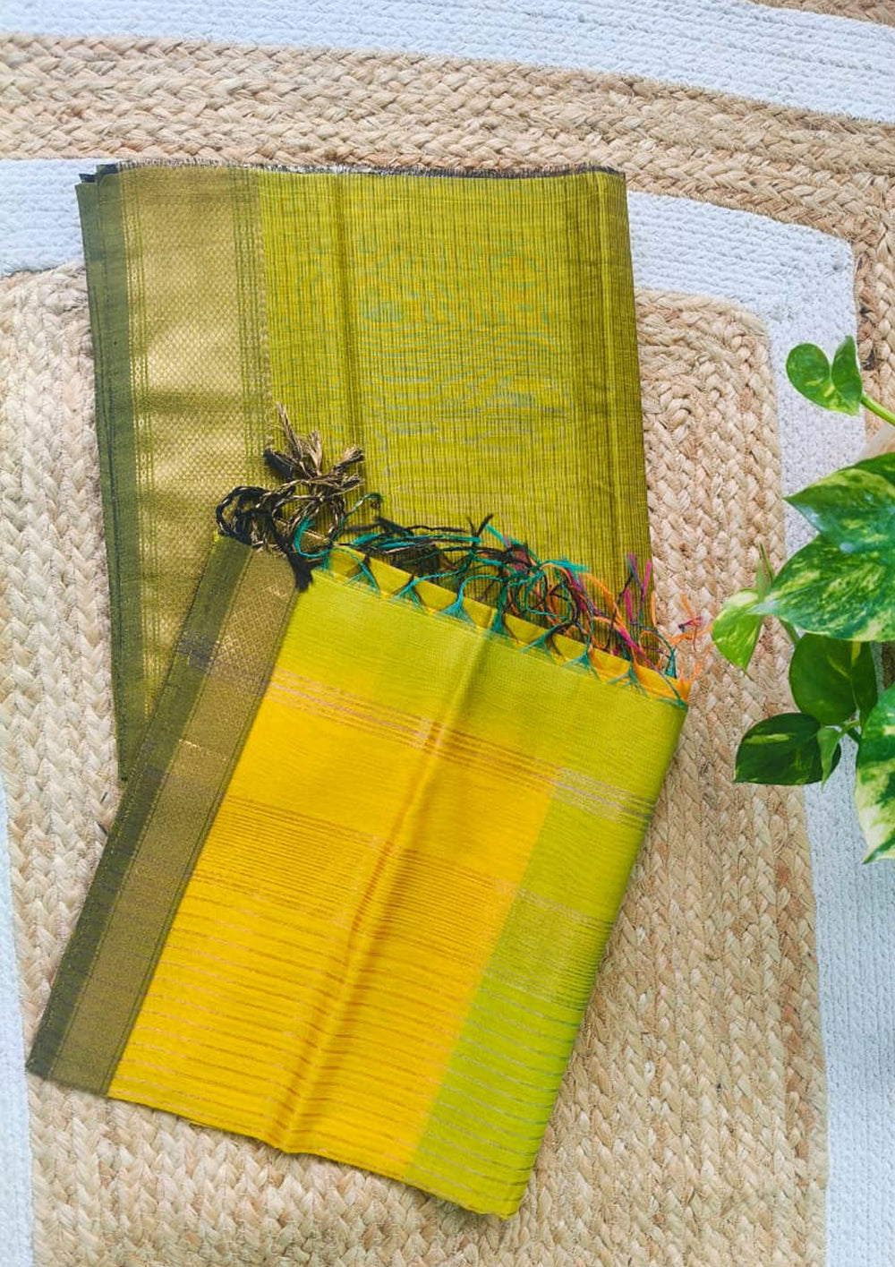 Maheshwari Silk Suit Set - Green M20 - Wefta
