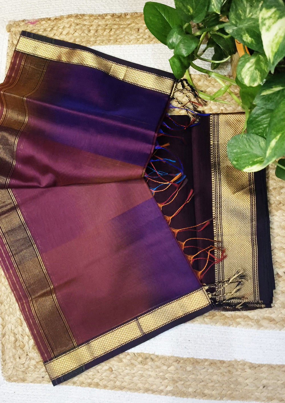Maheshwari Silk Suit Set - Jamuni (dhup - chav) - Wefta