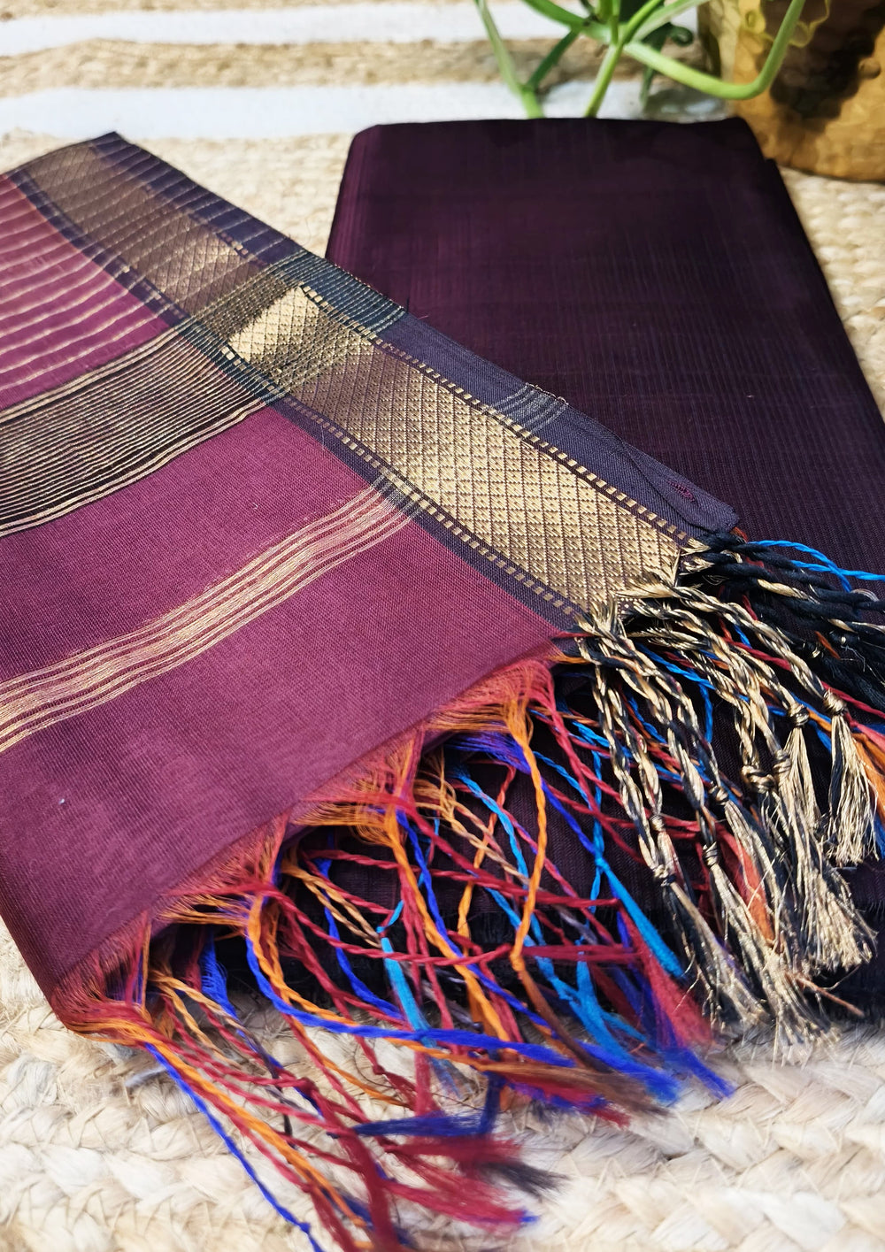 Maheshwari Silk Suit Set - Jamuni (dhup - chav) - Wefta